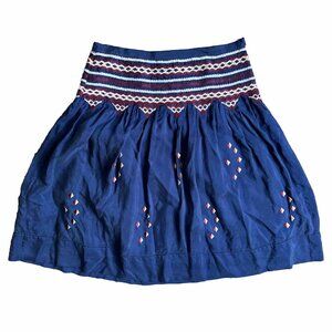 2/$18 SALE! Silk Skirt Womens 4P Embroidered Boho‎ Bohemian Gypsy Geometric Zip